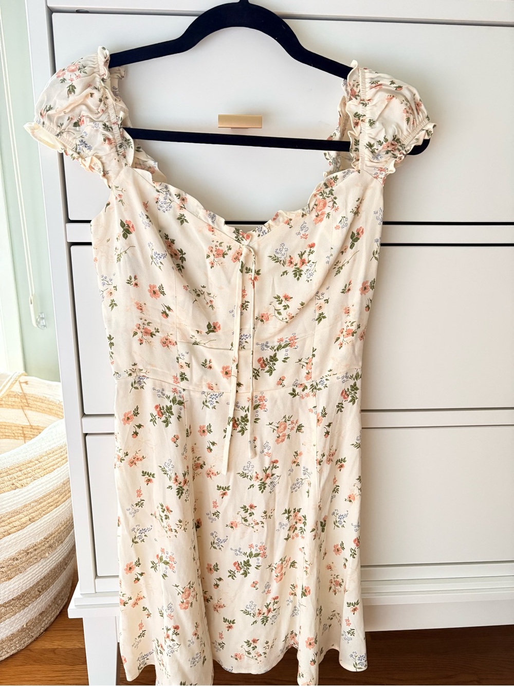 Reformation Cream Floral Button-Front Sundress